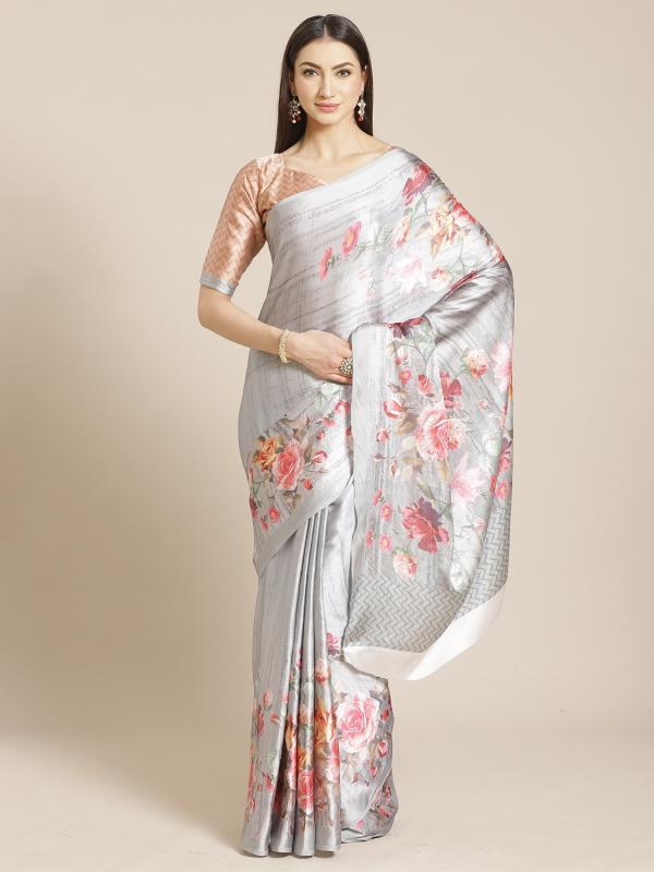 Apple Folwery 4-Satin-Crepe-Fancy-Saree